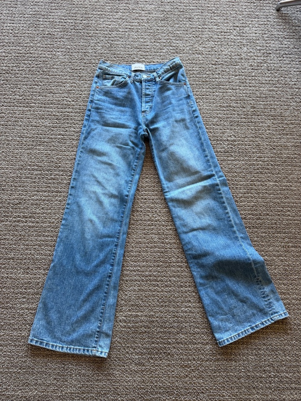Du/er Classic Wide-Leg Women's button fly Jeans in Light Blue